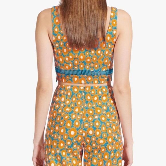 Stud Mantis Blue Crop Top Orange Floral Daisy Size 00 - Picture 5 of 9